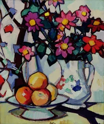ダリアと果物の静物、c.1910-12